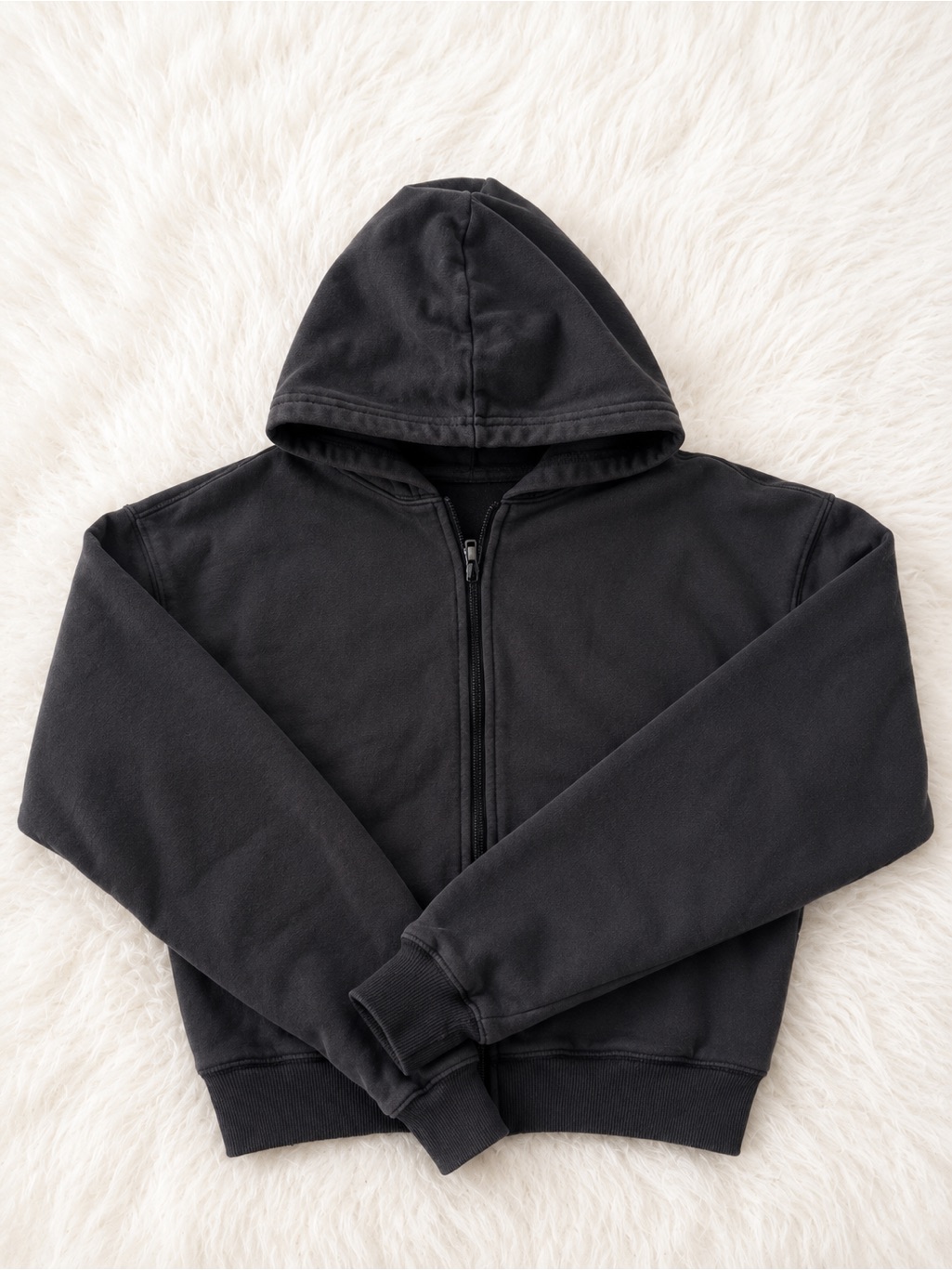 Skims The Zip Up Hoodie Onyx Black Cotton Full Zip Sweatshirt Size Medium M